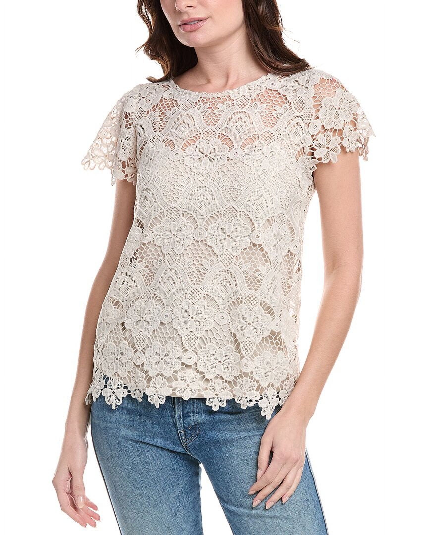 womens Crochet Lace Top, xs, Beige